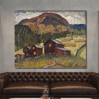 Summer Landscape With Shielings. Study From North Norway Anna Boberg, abb40 ภาพพิมพ์บนผ้าใบแคนวาส
