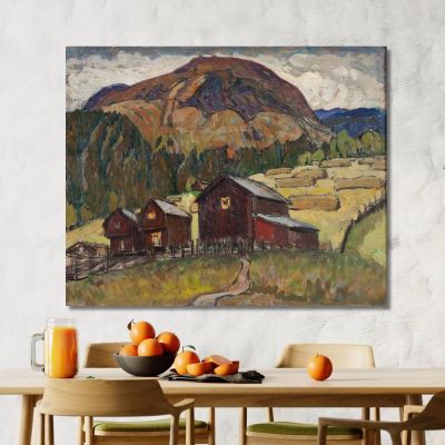 Summer Landscape With Shielings. Study From North Norway Anna Boberg abb40 canvas print  Summer Landscape With Shielings. Study From North Norway Anna Boberg abb40 canvas print