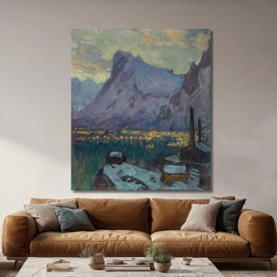 Svolvaer Harbour At The Height Of The Fishing Season. Study From Lofoten Anna Boberg, abb42 ภาพพิมพ์บนผ้าใบแคนวาส
