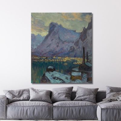 Svolvaer Harbour At The Height Of The Fishing Season. Study From Lofoten Anna Boberg abb42 canvas print  Svolvaer Harbour At The Height Of The Fishing Season. Study From Lofoten Anna Boberg abb42 canvas print