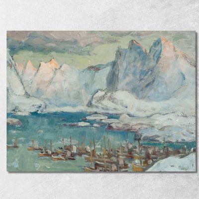 Svolvaer Harbour At The Height Of The Fishing Season.Study From Lofoten Anna Boberg abb43 canvas print 