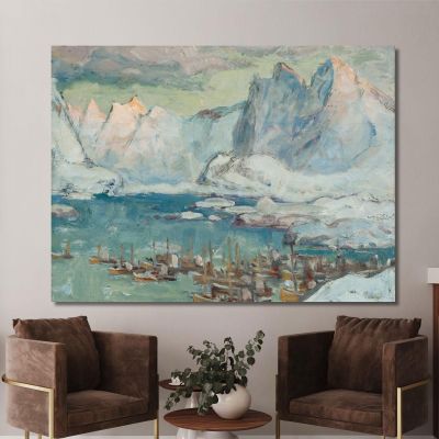 Svolvaer Harbour At The Height Of The Fishing Season.Study From Lofoten Anna Boberg abb43 canvas print 