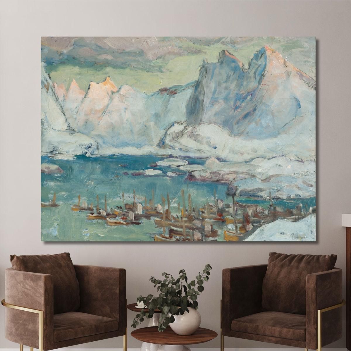Svolvaer Harbour At The Height Of The Fishing Season.Study From Lofoten Anna Boberg abb43 canvas print 