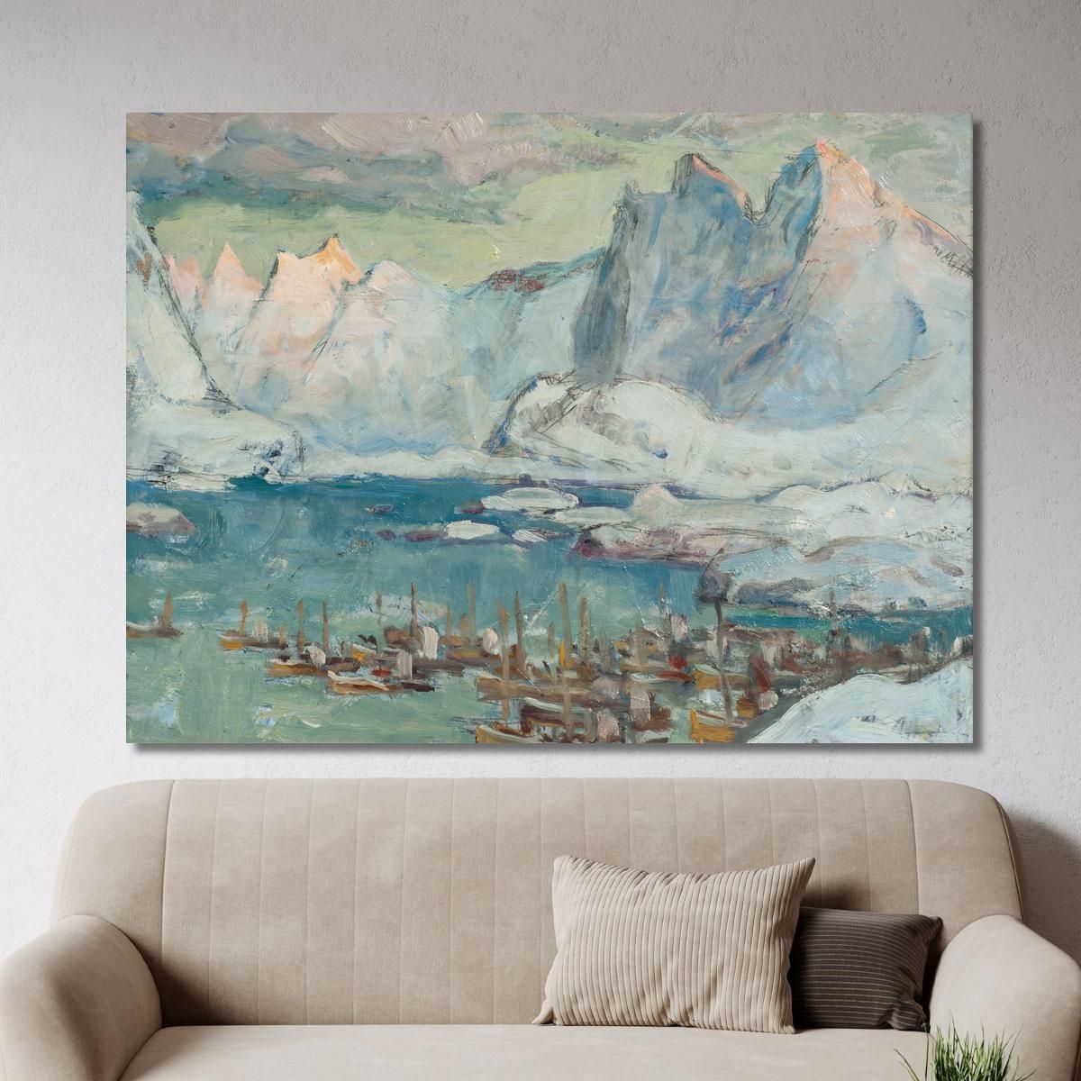 Svolvaer Harbour At The Height Of The Fishing Season.Study From Lofoten Anna Boberg abb43 canvas print 