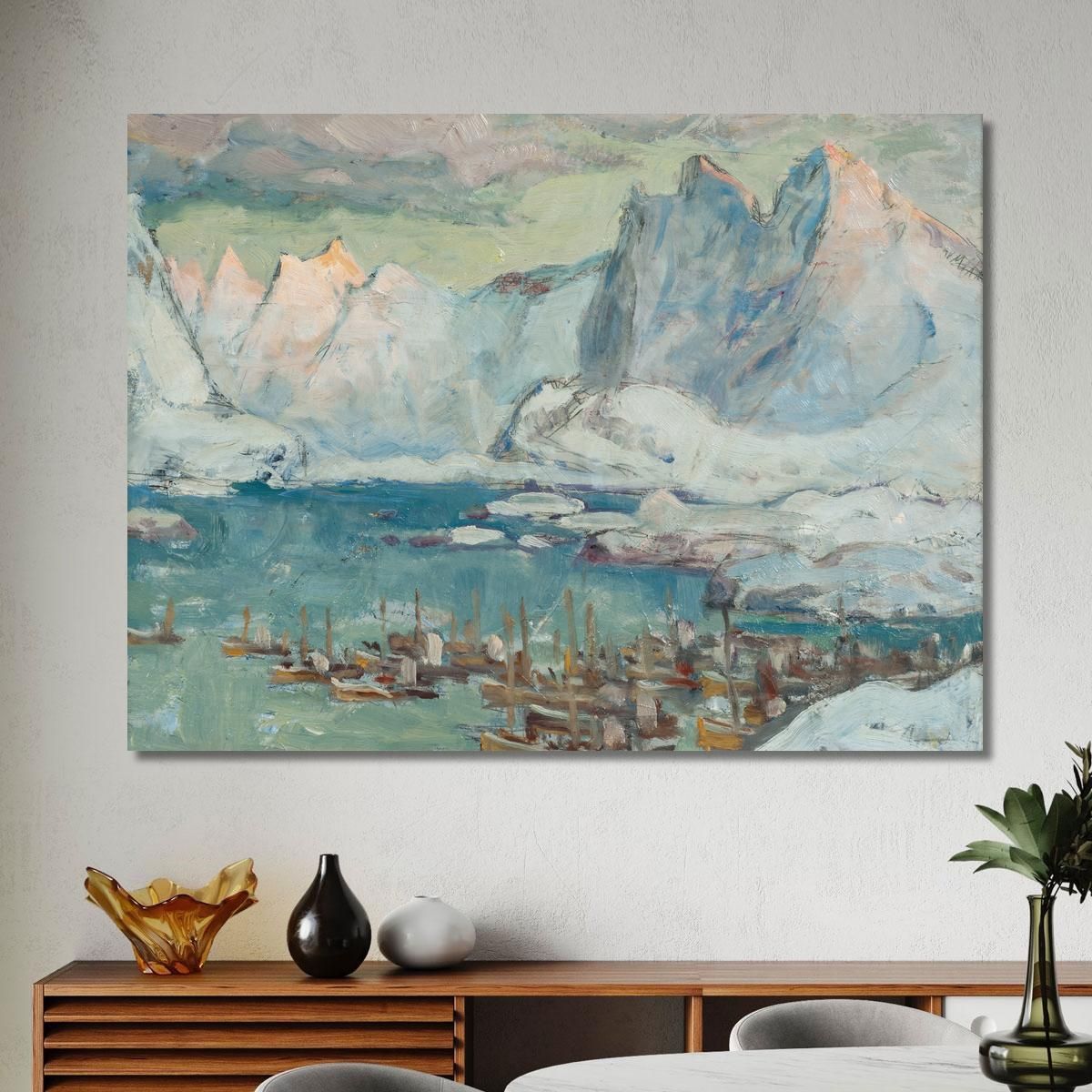 Svolvaer Harbour At The Height Of The Fishing Season.Study From Lofoten Anna Boberg abb43 canvas print 