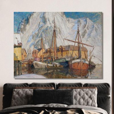 The Harbor At Svolvaer Lofoten Anna Boberg abb46 canvas print 