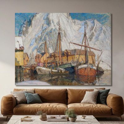 The Harbor At Svolvaer Lofoten Anna Boberg abb46 canvas print 