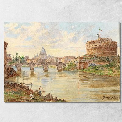 A View Of Rome With Castel Sant'Angelo Ponte Sant'Angelo And St Peter'S Basilica In The Background Antonietta Brandeis abn4 can