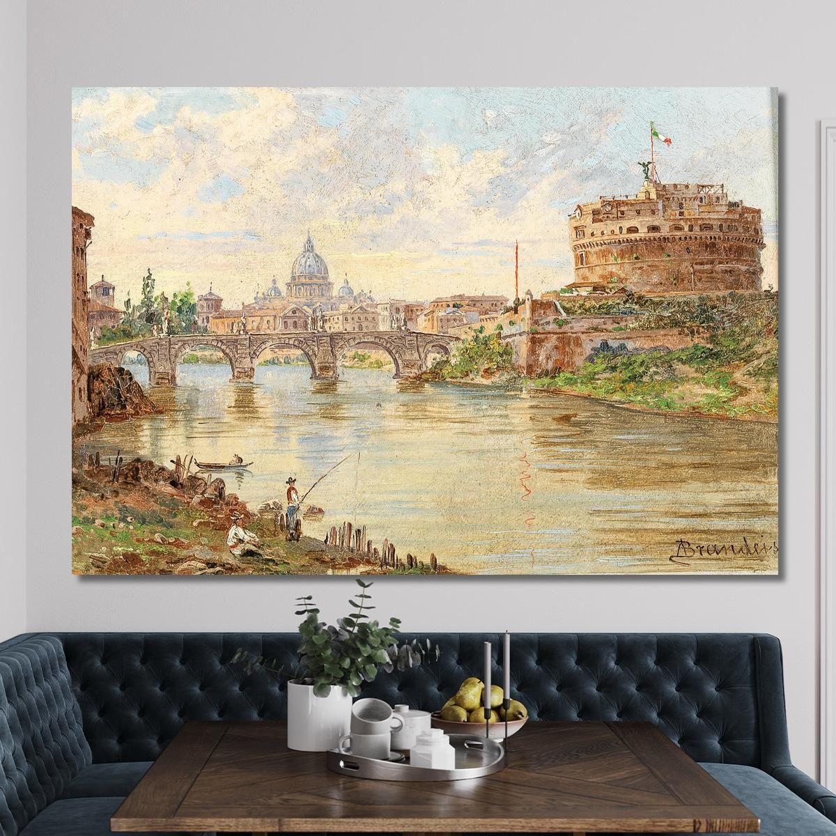 A View Of Rome With Castel Sant'Angelo Ponte Sant'Angelo And St Peter'S Basilica In The Background Antonietta Brandeis abn4 can