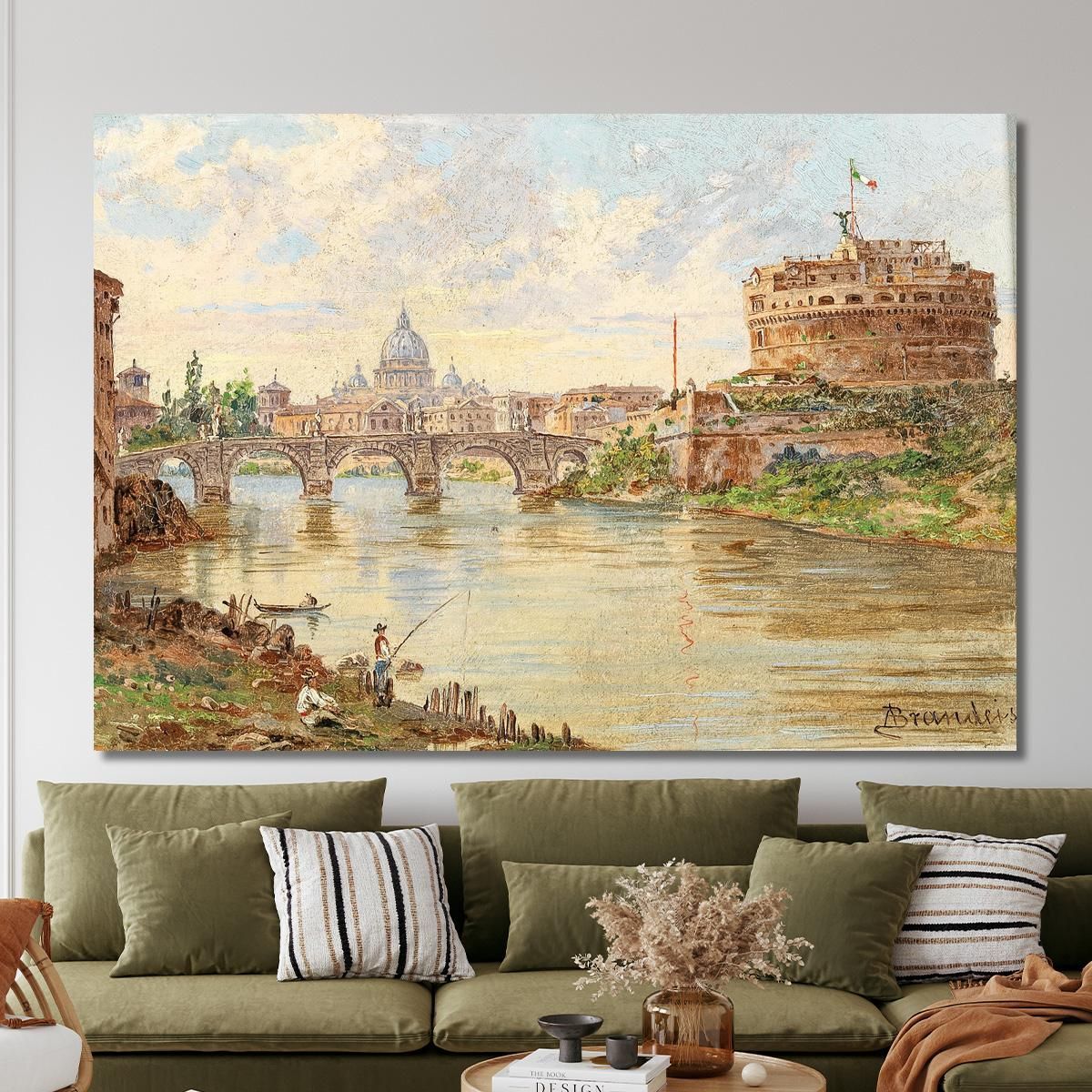 A View Of Rome With Castel Sant'Angelo Ponte Sant'Angelo And St Peter'S Basilica In The Background Antonietta Brandeis abn4 can