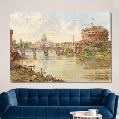 A View Of Rome With Castel Sant'Angelo Ponte Sant'Angelo And St Peter'S Basilica In The Background Antonietta Brandeis abn4 can