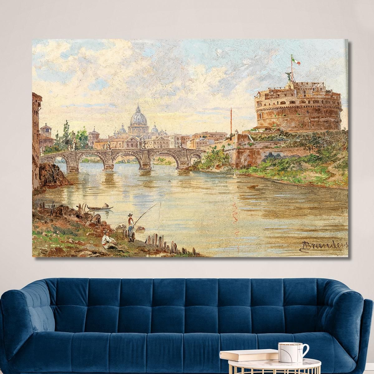A View Of Rome With Castel Sant'Angelo Ponte Sant'Angelo And St Peter'S Basilica In The Background Antonietta Brandeis abn4 can