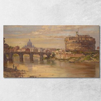A View Of The Tiber With Castel Sant Angelo And St. Peters Antonietta Brandeis abn5 canvas print 