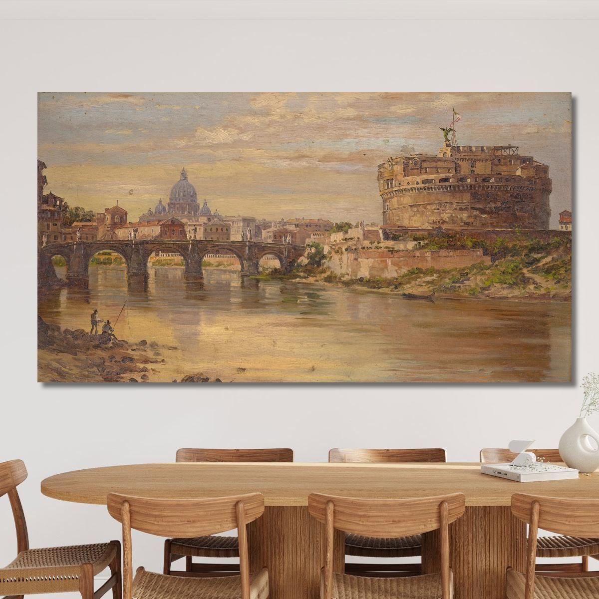 A View Of The Tiber With Castel Sant Angelo And St. Peters Antonietta Brandeis abn5 canvas print 