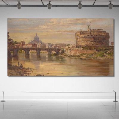 A View Of The Tiber With Castel Sant Angelo And St. Peters Antonietta Brandeis abn5 canvas print 