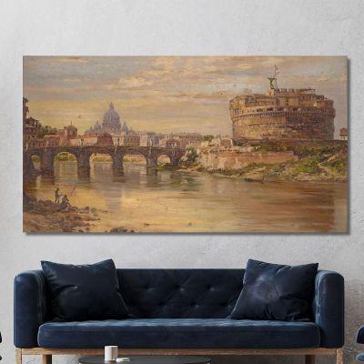 A View Of The Tiber With Castel Sant Angelo And St. Peters Antonietta Brandeis abn5 canvas print 