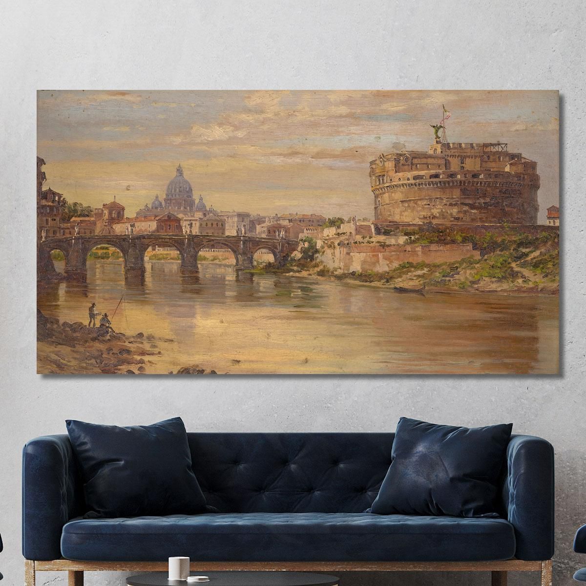 A View Of The Tiber With Castel Sant Angelo And St. Peters Antonietta Brandeis abn5 canvas print 