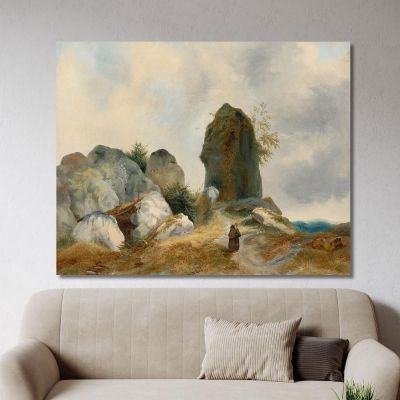 A Rocky Landscape With A Hermit Carl Blechen cbc1 canvas print 