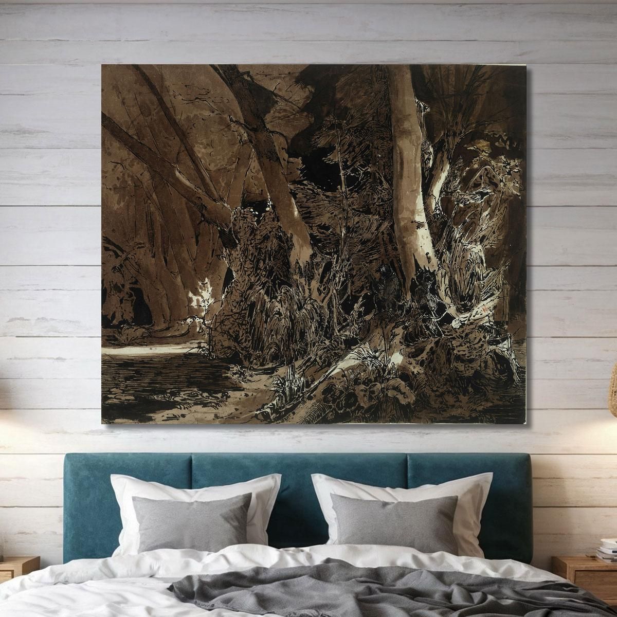 Forest Landscape With Flowing Water And Two Hunters Carl Blechen cbc3 canvas print 