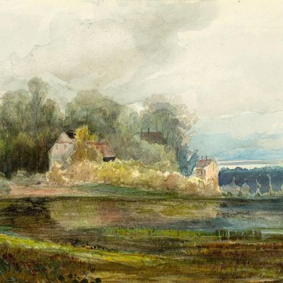 Pond With Forest And Houses Carl Blechen cbc15 canvas print