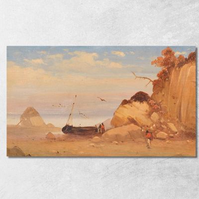 Attributed To Fisherman On The Baltic Sea Beach Carl Blechen cbc25 canvas print 