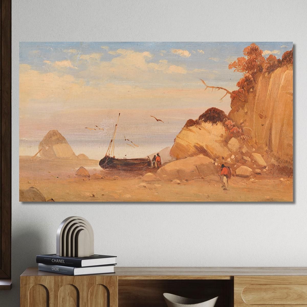 Attributed To Fisherman On The Baltic Sea Beach Carl Blechen cbc25 canvas print 