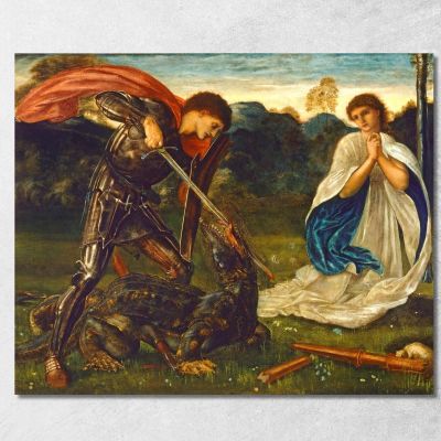 The Fight- St George Kills The Dragon Vi Edward Burne Jones ebj8 canvas print 