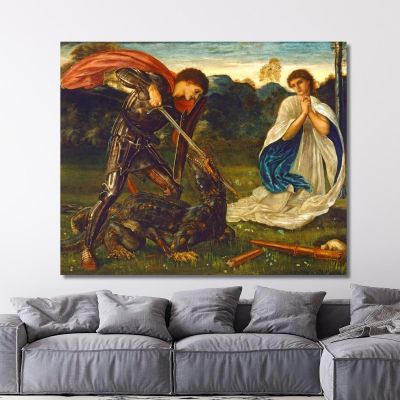 The Fight- St George Kills The Dragon Vi Edward Burne Jones ebj8 canvas print 
