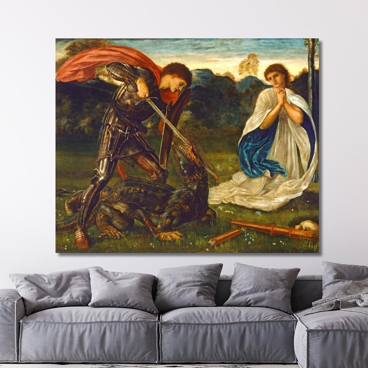 The Fight- St George Kills The Dragon Vi Edward Burne Jones ebj8 canvas print 