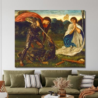 The Fight- St George Kills The Dragon Vi Edward Burne Jones ebj8 canvas print 