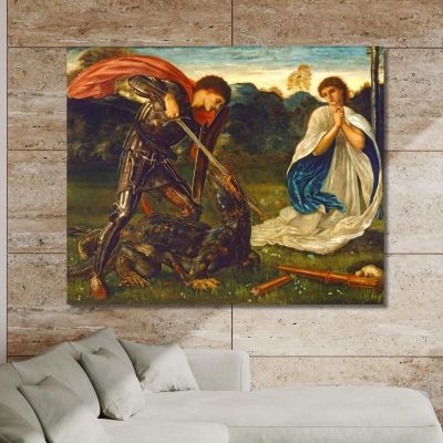 The Fight- St George Kills The Dragon Vi Edward Burne Jones ebj8 canvas print 