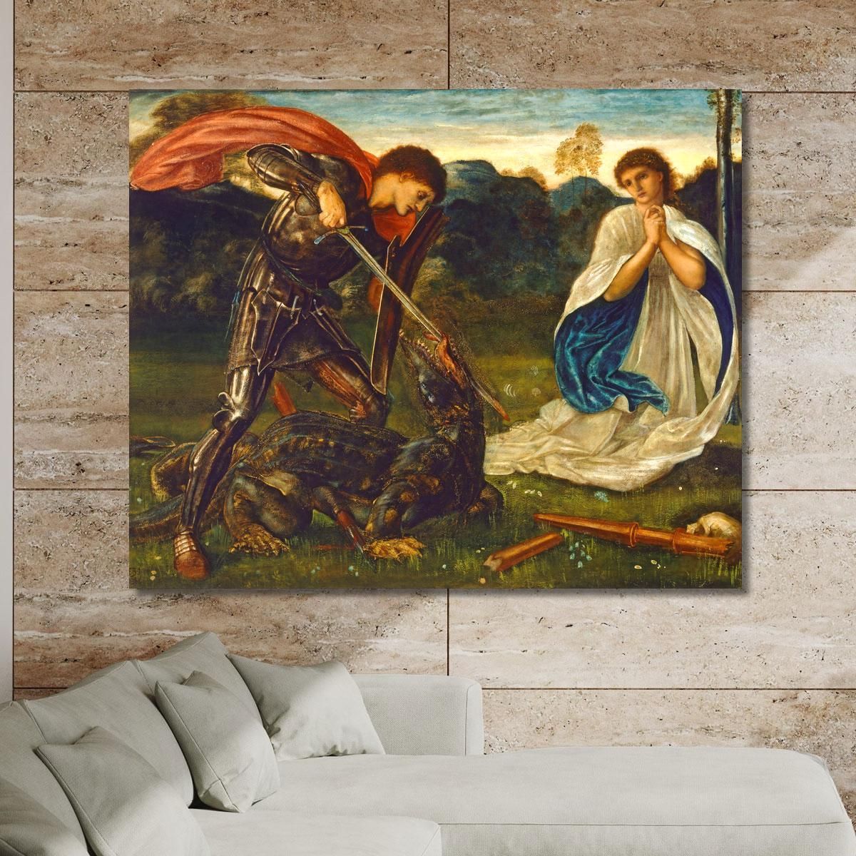 The Fight- St George Kills The Dragon Vi Edward Burne Jones ebj8 canvas print 