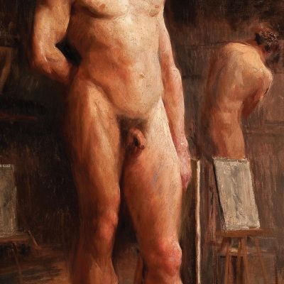 Male Nude Front View Eliseu Visconti evs42 canvas print