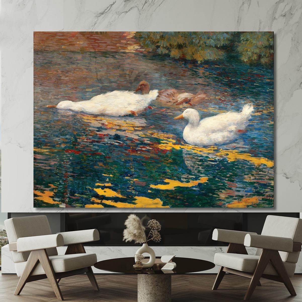 Ducklings In The Lake Eliseu Visconti evs50 canvas print 