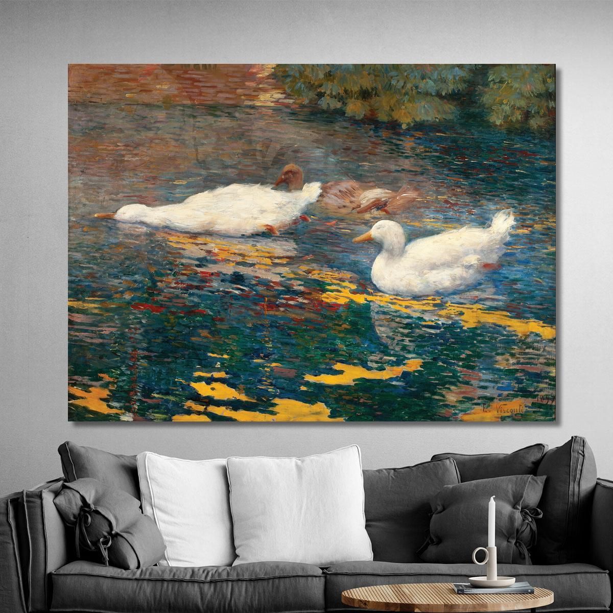Ducklings In The Lake Eliseu Visconti evs50 canvas print 