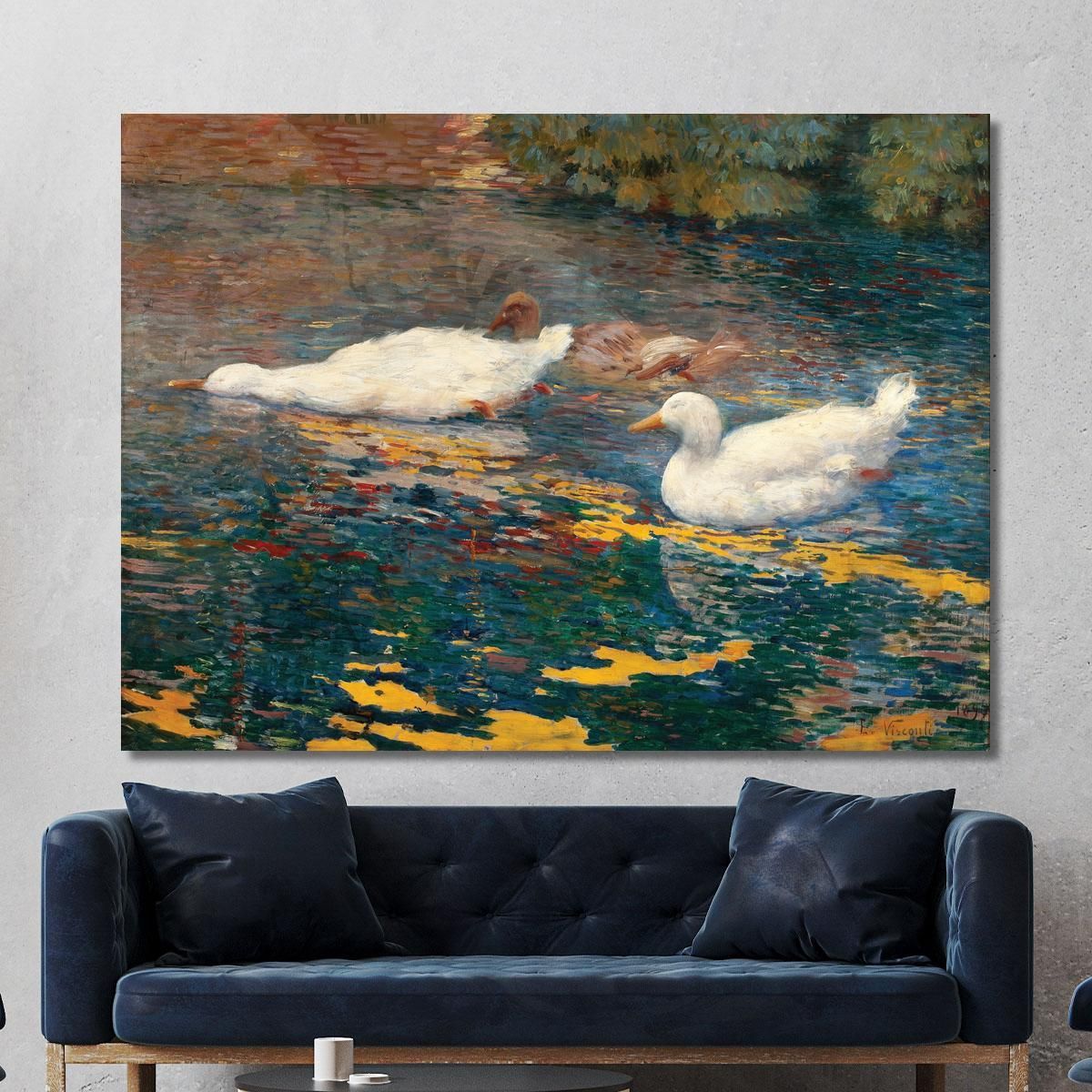 Ducklings In The Lake Eliseu Visconti evs50 canvas print 