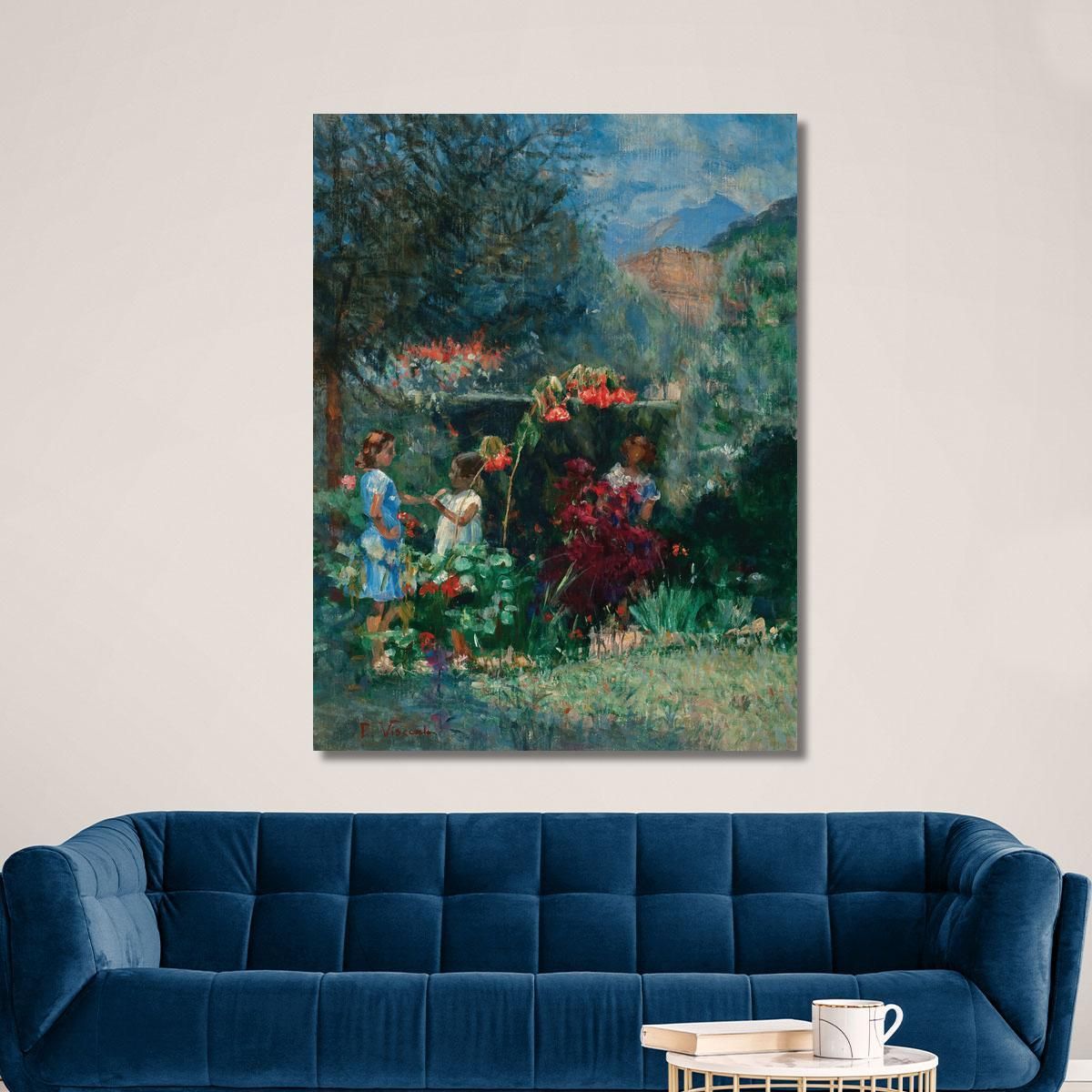 Three Girls In The Garden Eliseu Visconti evs74 canvas print 