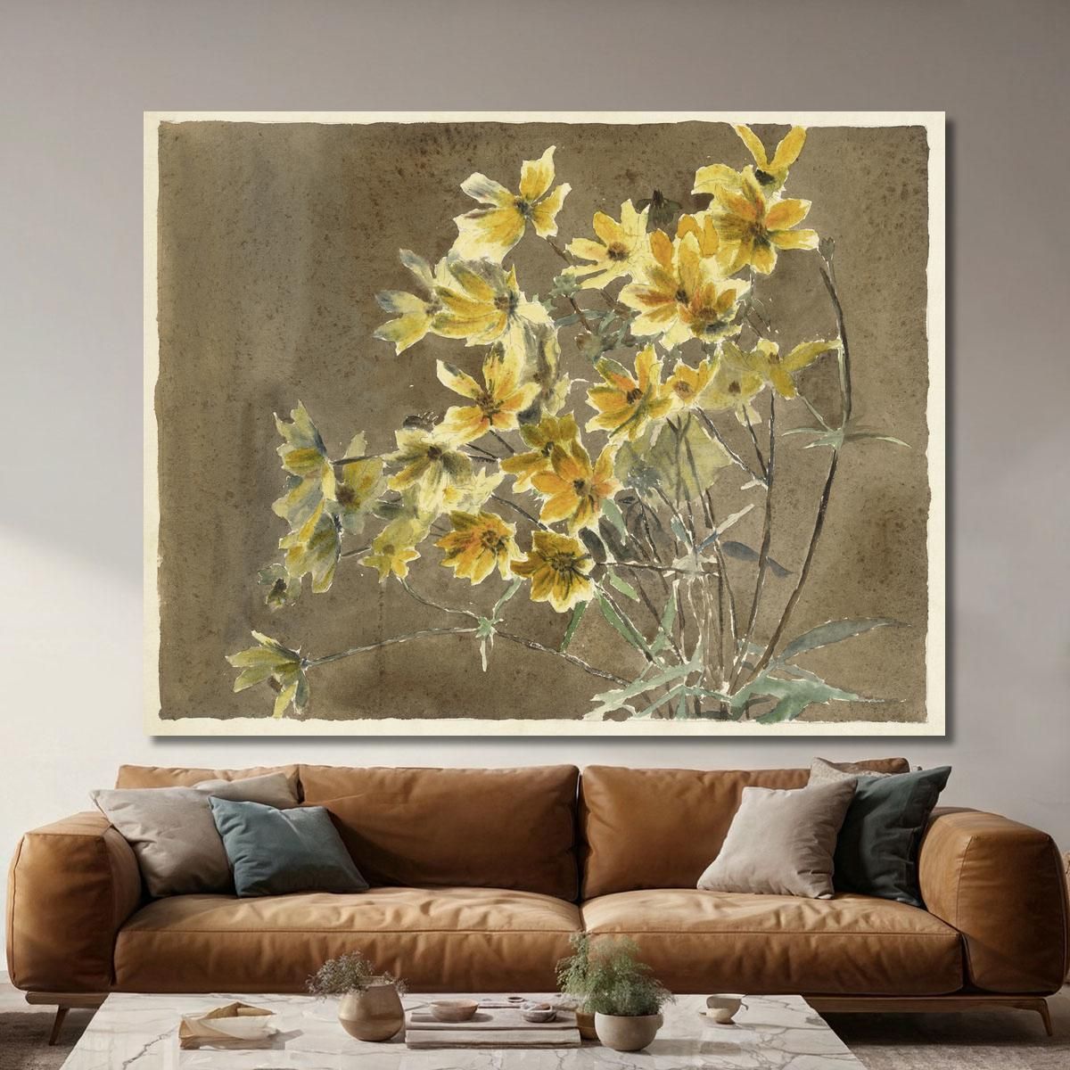 Yellow Flower With Border Hannah Borger Overbeck hbo20 canvas print 
