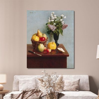 Still Life With Flowers And Fruit Henri Fantin-Latou hfl20 canvas print 