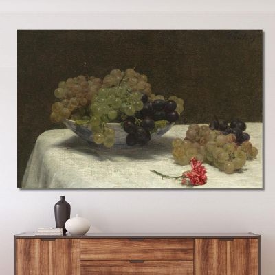 Still Life With Grapes And A Carnation Henri Fantin-Latou hfl21 canvas print 