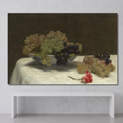 Still Life With Grapes And A Carnation Henri Fantin-Latou hfl21 canvas print 