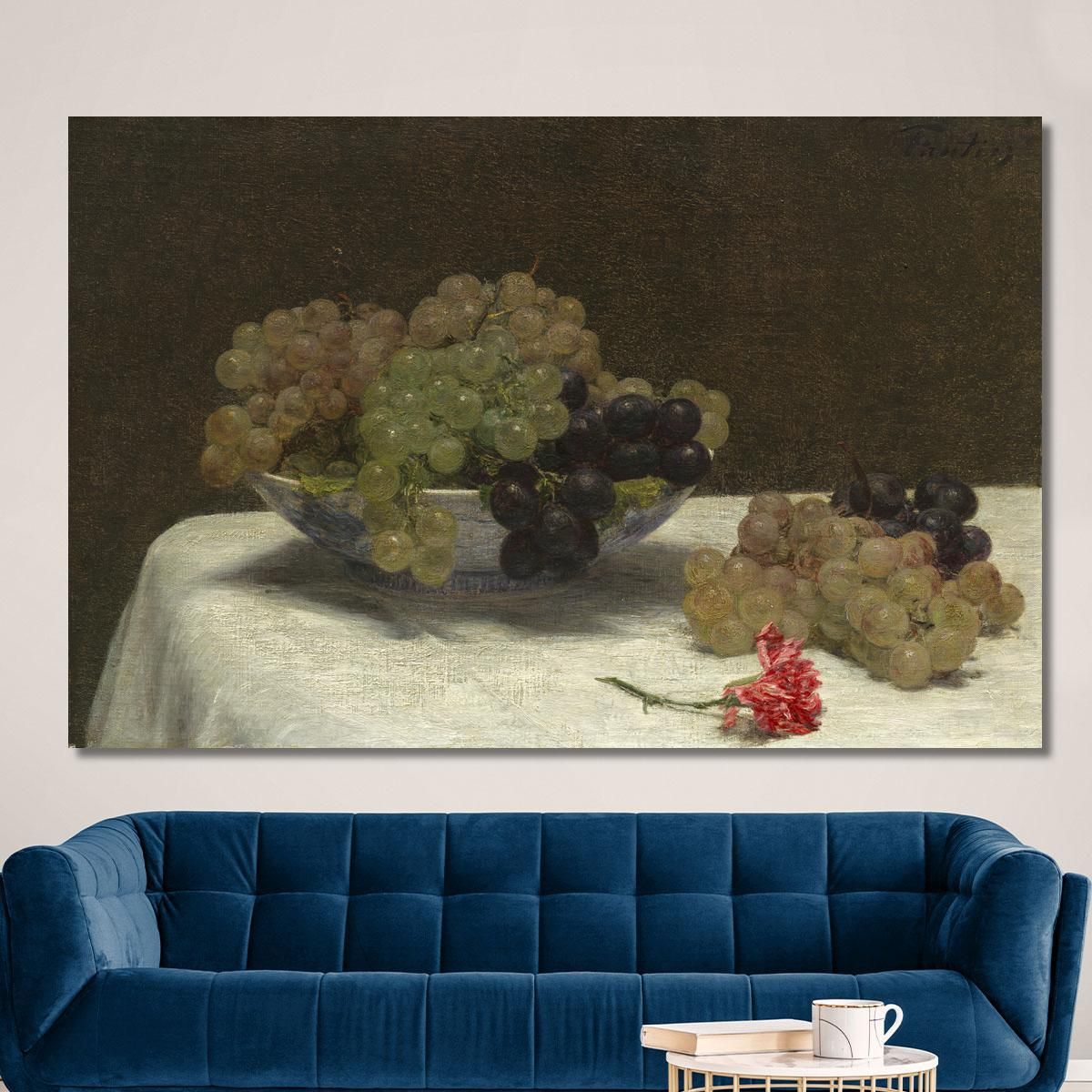 Still Life With Grapes And A Carnation Henri Fantin-Latou hfl21 canvas print 