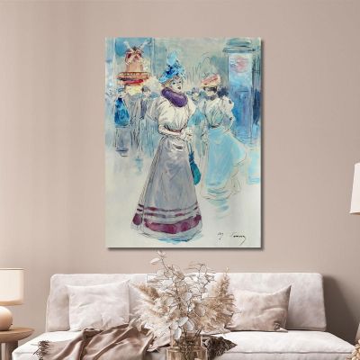 Elegant In A Blue Hat In Front Of The Moulin Rouge Place Blanche 18Th Arrondissement Henry Somm hmm5 canvas print 