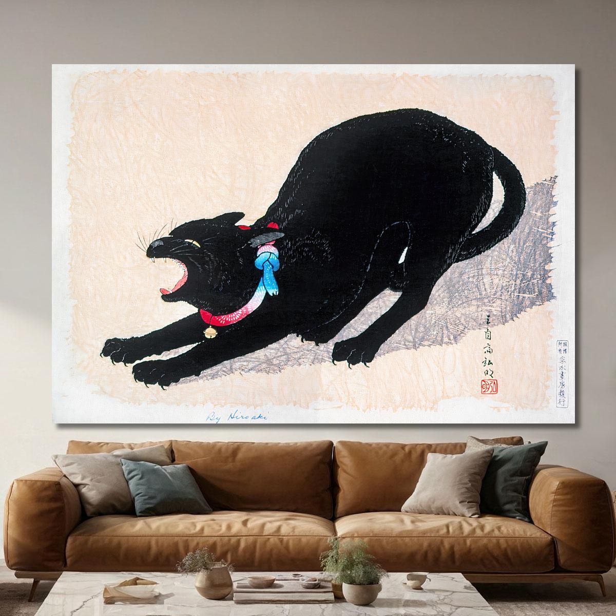 Black Cat Hissing Hiroaki Takahashi htk3 canvas print 
