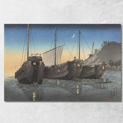 Junks In Inatori Bay Izu Hiroaki Takahashi htk13 canvas print 