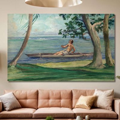 Boy In Canoe Passing In Front Of Our House Vaiala Samoa  John La Farge jlf4 canvas print 