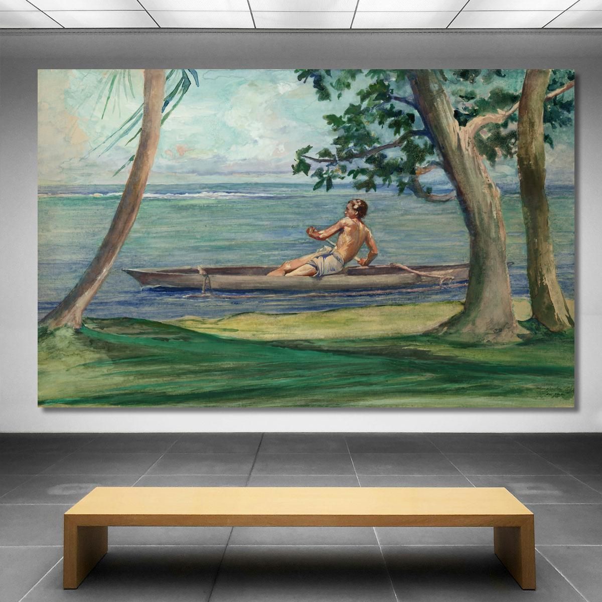 Boy In Canoe Passing In Front Of Our House Vaiala Samoa  John La Farge jlf4 canvas print 