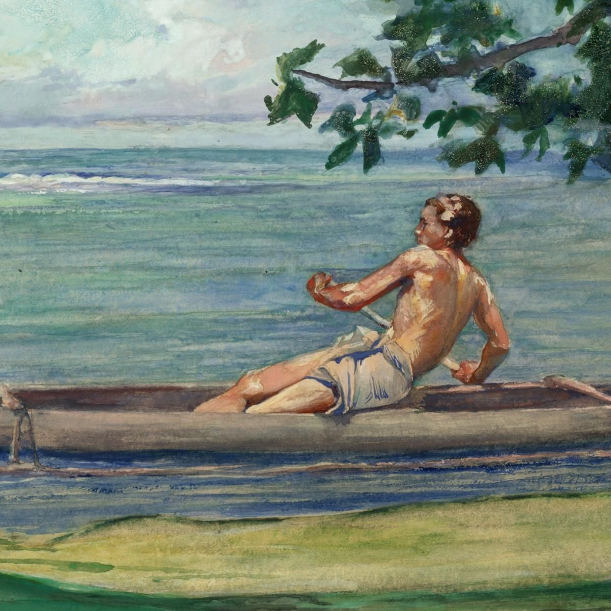 Boy In Canoe Passing In Front Of Our House Vaiala Samoa  John La Farge jlf4 canvas print