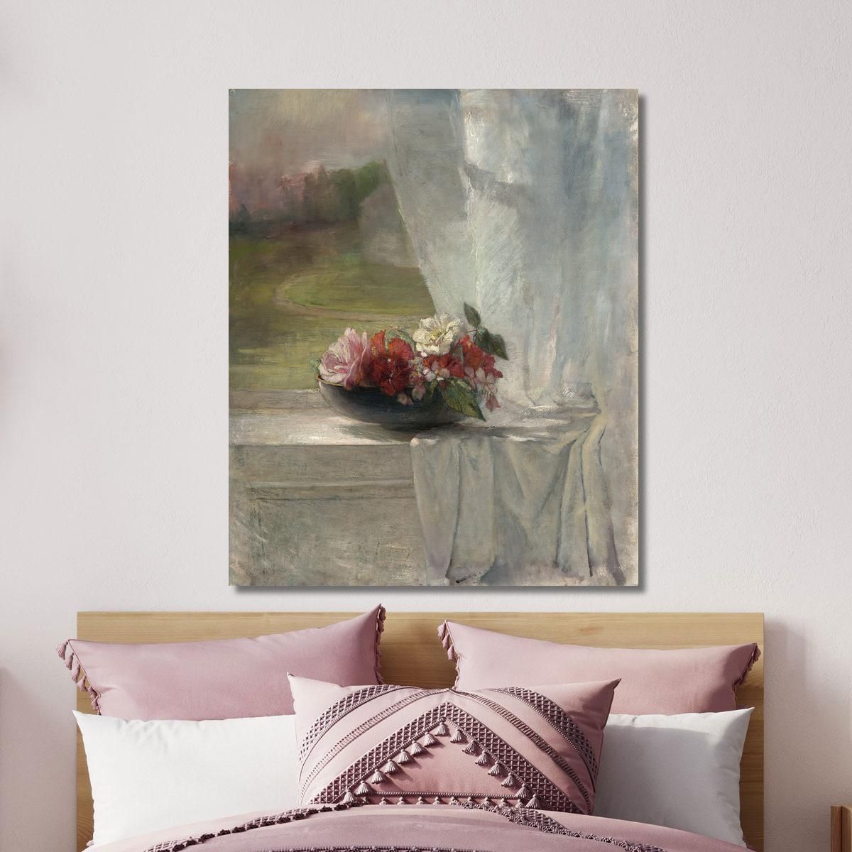 Flowers On A Window Ledge John La Farge jlf11 canvas print 