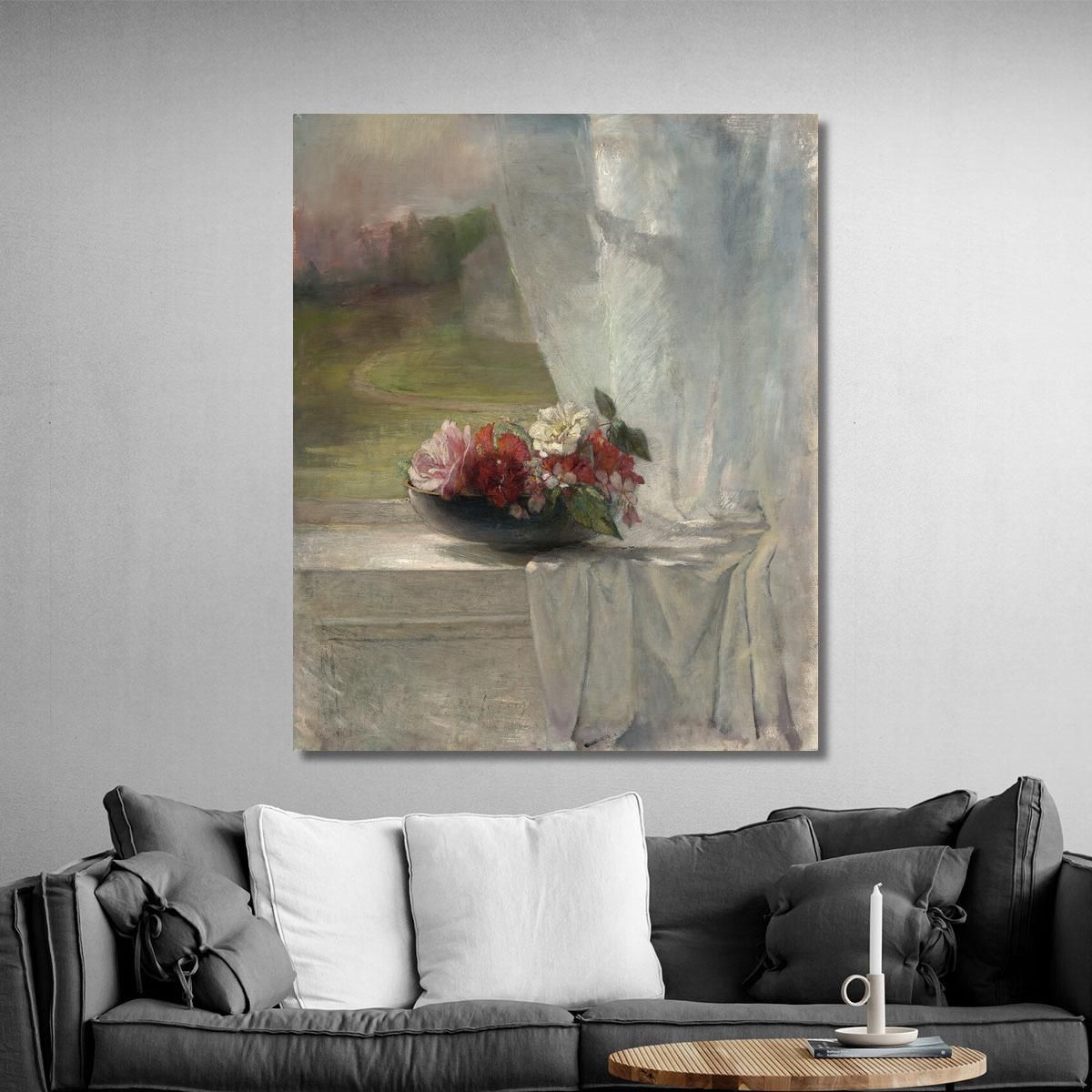 Flowers On A Window Ledge John La Farge jlf11 canvas print 